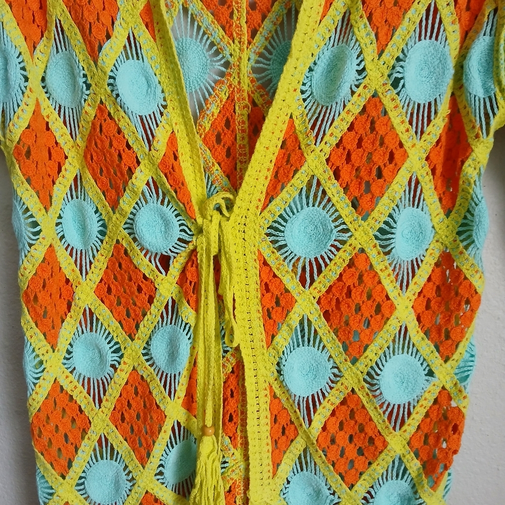 Urban Outfitters High Tide Crochet Cover Up Size Small Colorful - Picture 4 of 12